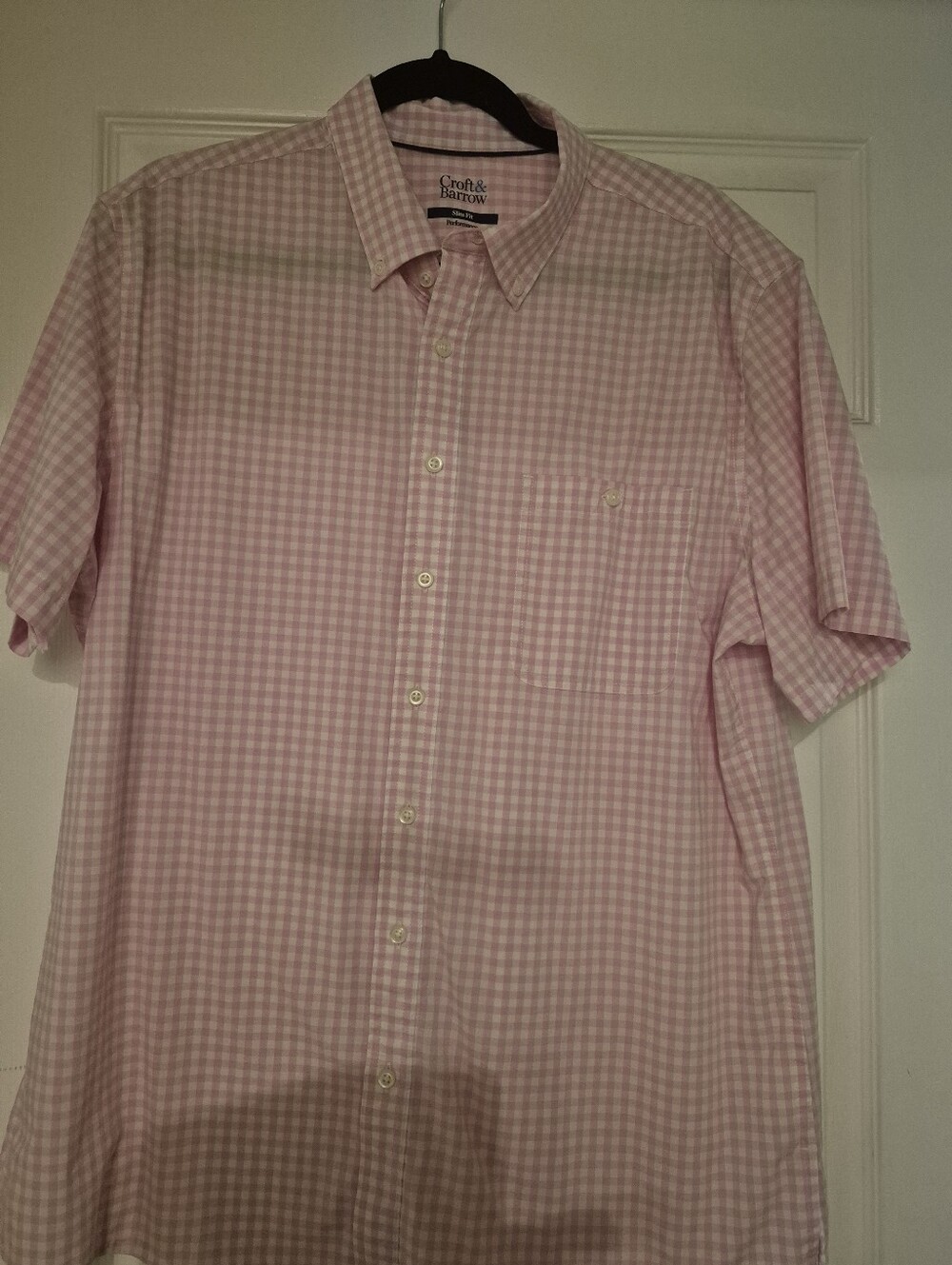 croft & barrow Men’s Pink Gingham Short-Sleeve Button-Down Shirt